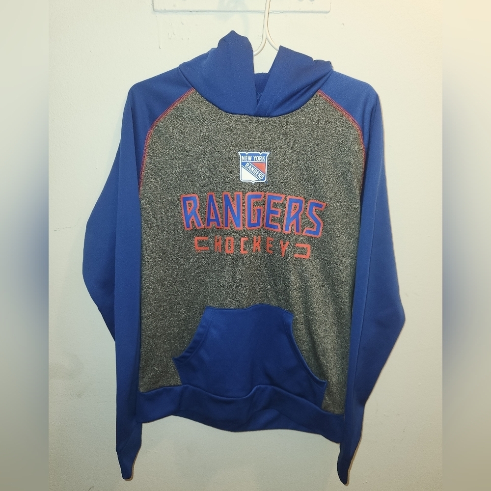 NHL New York Rangers Embroidered Spell Out Hoodie Sweatshirt Men’s Size Medium